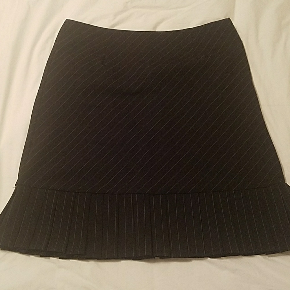 black pinstripe midi skirt